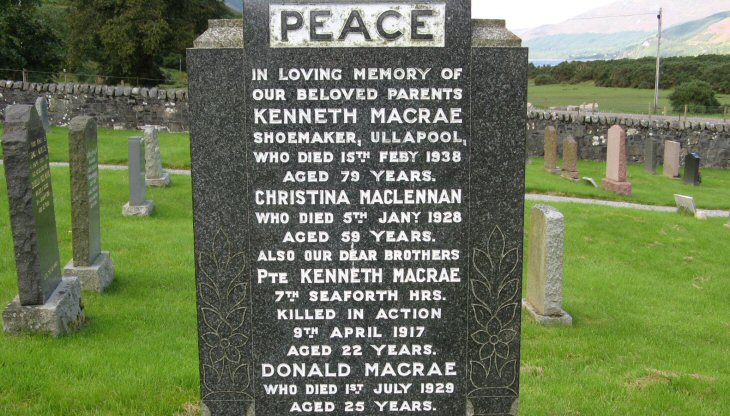 Photo of headstones/Christina MacLennan d1928 hdstn Lochbroom churchyard